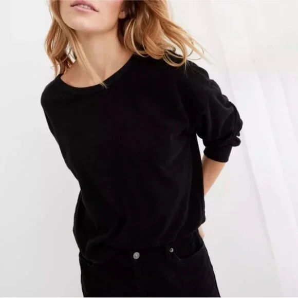Aerie Towel Terry Cloth Cinched Reversable Sweatshirt in Black - Large - Picture 3 of 14